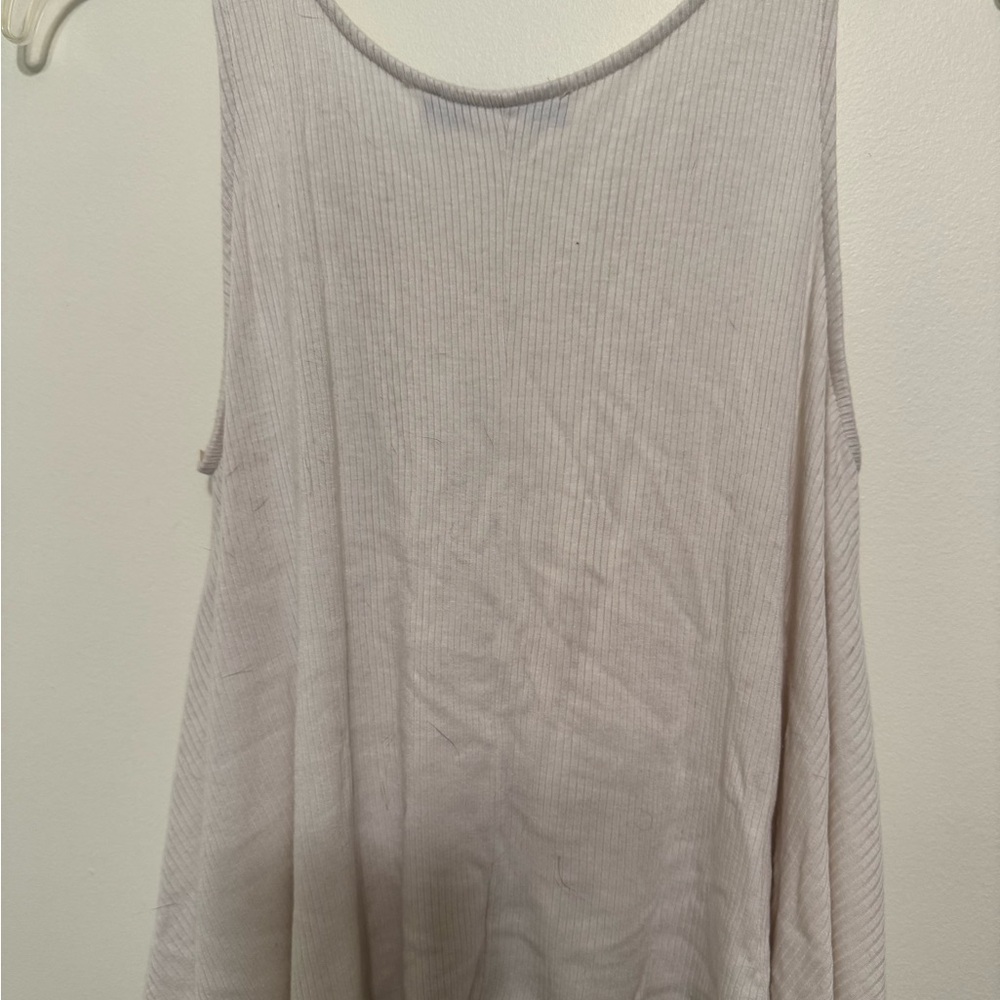 Flowy Ribbed Tank Top - Light Beige - Picture 3 of 3